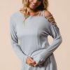 Jersey Knit One Shoulder Top with Criss Cross - Heather Grey