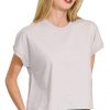 Premium Cotton Relaxed Crop Tee - H Grey
